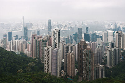 Aerial view of cityscape against sky