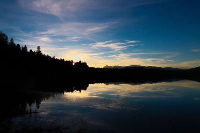 Scenic view of calm lake at sunset