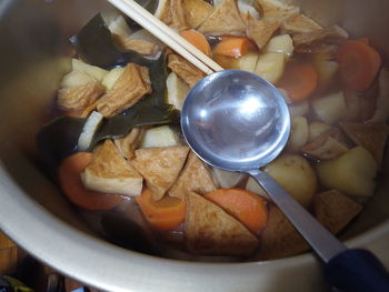 High angle view of breakfast in bowl