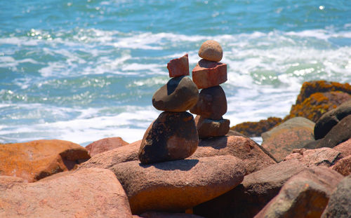 Close-up of rocks on shore