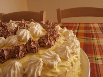 High angle view of cake on table