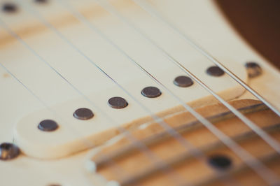 Close-up of electric guitar strings