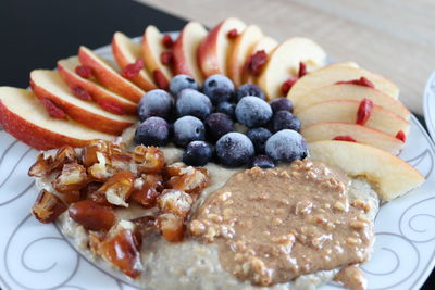 Close-up of dessert in plate on table