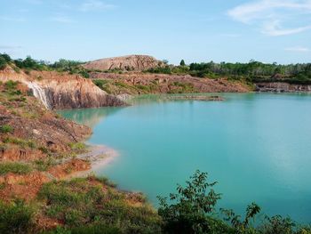 Scenic view of lake against sky