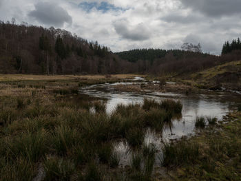 Scenic view of lake against sky