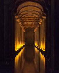 Interior of illuminated building