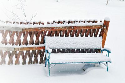 Close-up of snow on table