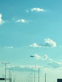 Low angle view of bird flying against sky