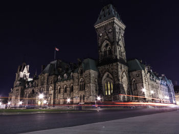 City lit up at night