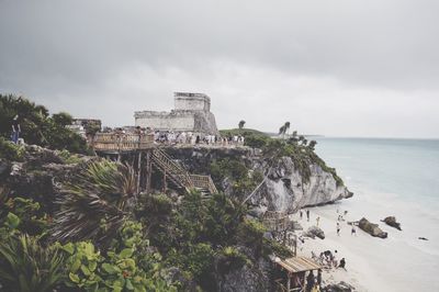 Scenic view of sea against cloudy sky