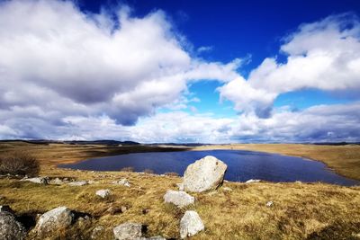 Scenic view of lake against sky