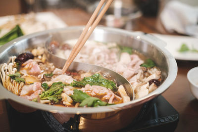 Close-up of food in bowl on table