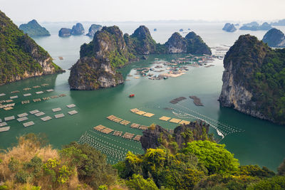 High angle view of bay and rocks