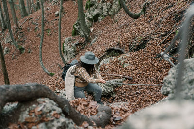 Woman hiking in