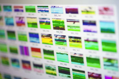 Full frame shot of multi colored objects in row