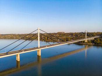 Suspension bridge over river