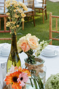 Close-up of flower vase on table