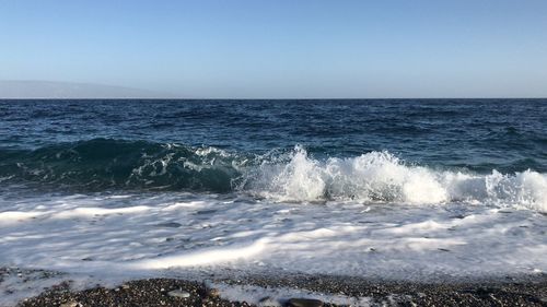 Scenic view of sea against clear sky