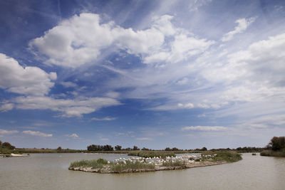 Scenic view of sea against cloudy sky