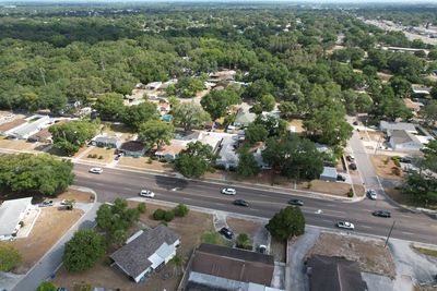 High angle view of street amidst buildings in city