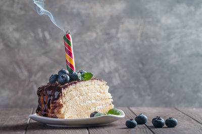 Variety of cake on ice cream