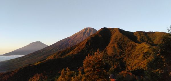 Scenic view of mountains against clear sky