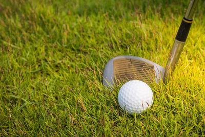 High angle view of ball on field