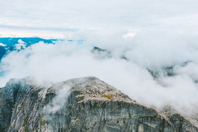 Scenic view of volcanic mountain against sky