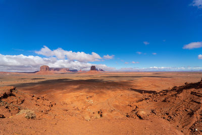 Scenic view of desert against blue sky