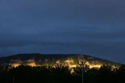 Scenic view of mountains against cloudy sky