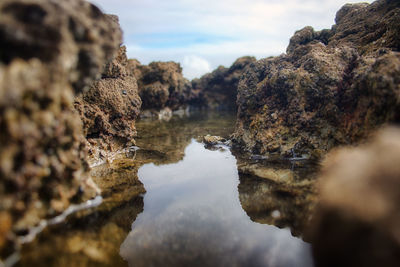 Close-up of water amidst rocks