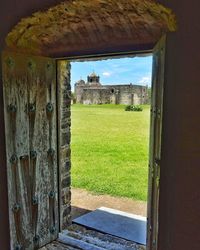 View of fort through window