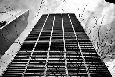 Low angle view of modern building against sky