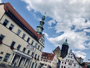 Low angle view of buildings against sky