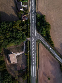 High angle view of highway by street in city