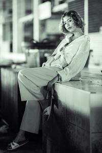 Side view portrait of a young woman