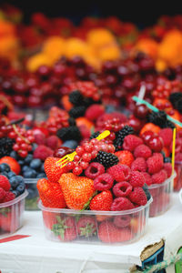 Close-up of fruits for sale at market stall