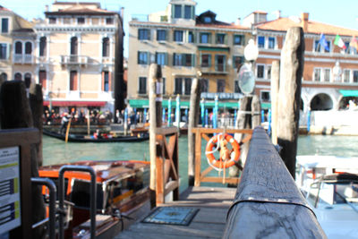 Close-up of buildings in water