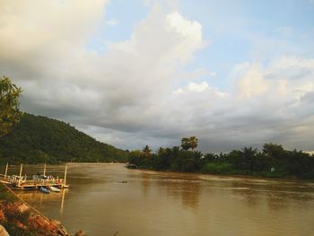 Scenic view of lake against sky