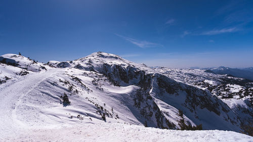 Scenic view of snowcapped mountains