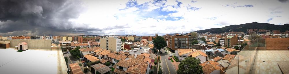 Panoramic view of cityscape against sky