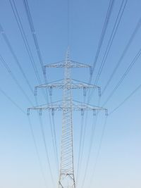 Low angle view of electricity pylon