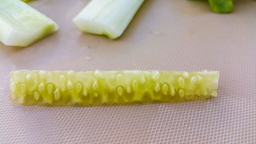 Close-up of chopped vegetables on cutting board