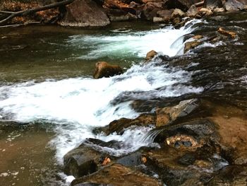 Scenic view of river flowing through rocks