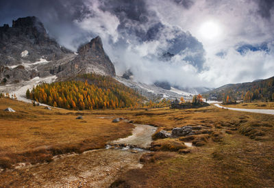 Scenic view of mountains against sky