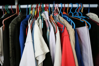 Clothes hanging on rack