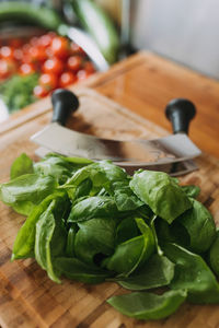 Close-up of vegetables on cutting board
