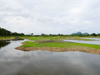 Scenic view of lake against sky