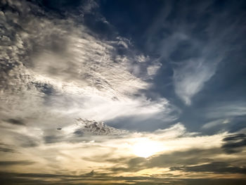 Low angle view of clouds in sky during sunset