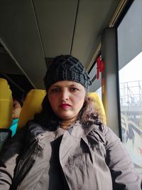 Portrait of young man standing in winter